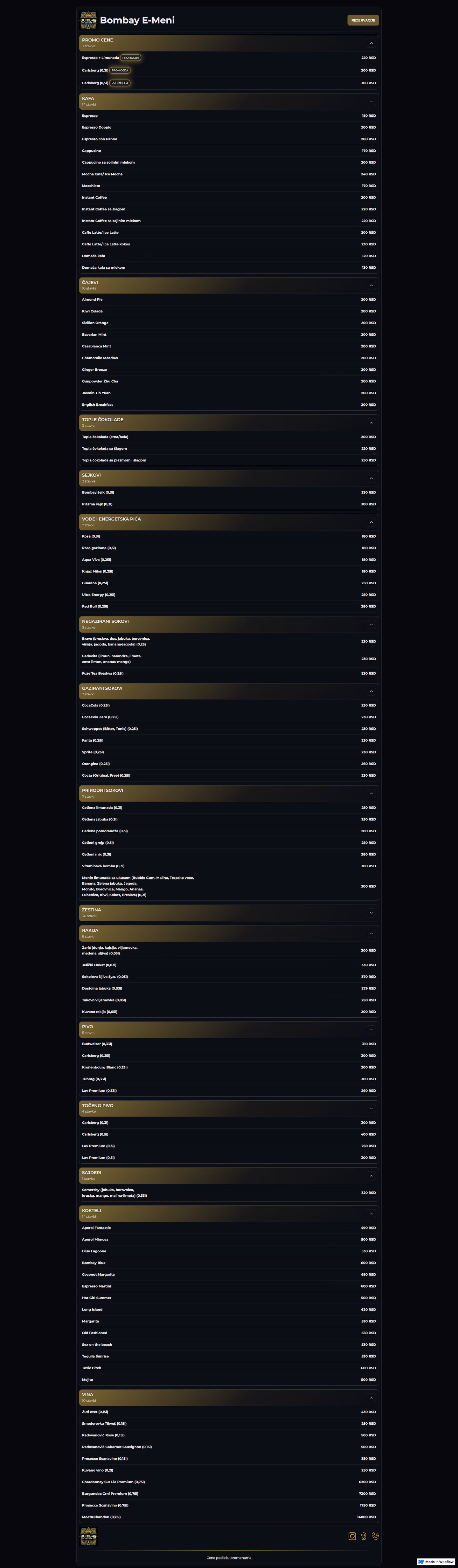 Bombay Lounge Bar website preview